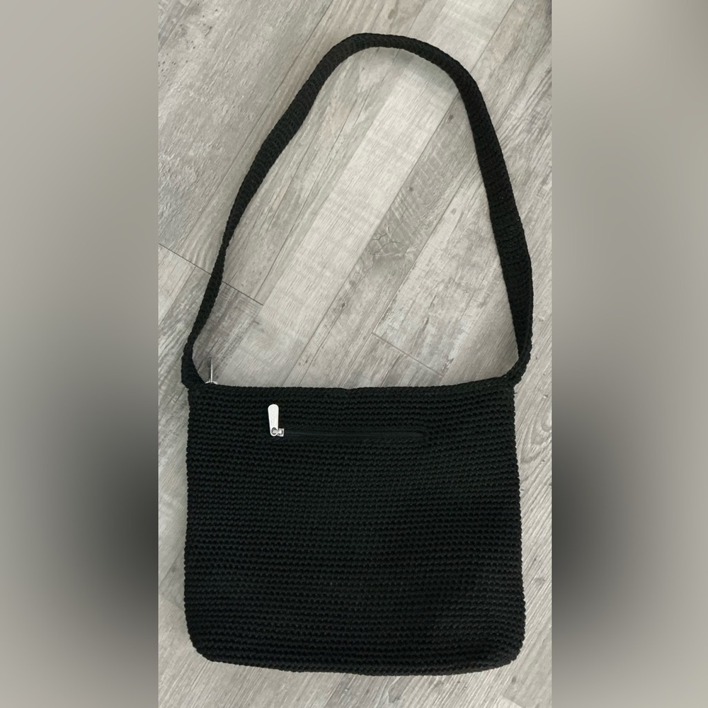 THE SAK Black Woven/Crochet Hobo Shoulder Bag